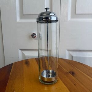 Glass chrome metal straw dispenser